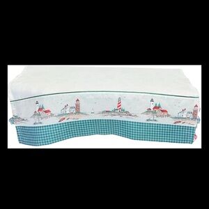 Lighthouse Window Valance Curtain Boats Nautical Ocean Blue & White Checker 36.5